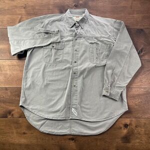 Vintage Levis Strauss Mens Grey Cotton Button Up Utility Work Shirt Large